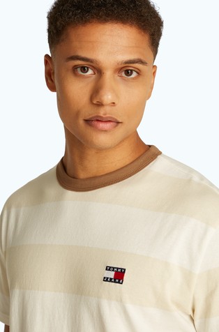 TOMMY HILFIGER Regular fit majica s širokim črtastim vzorcem Bež - Beige / White 4