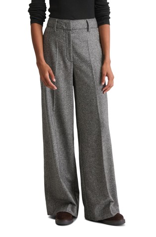 Široke tvidaste hlače iz volnene mešanice