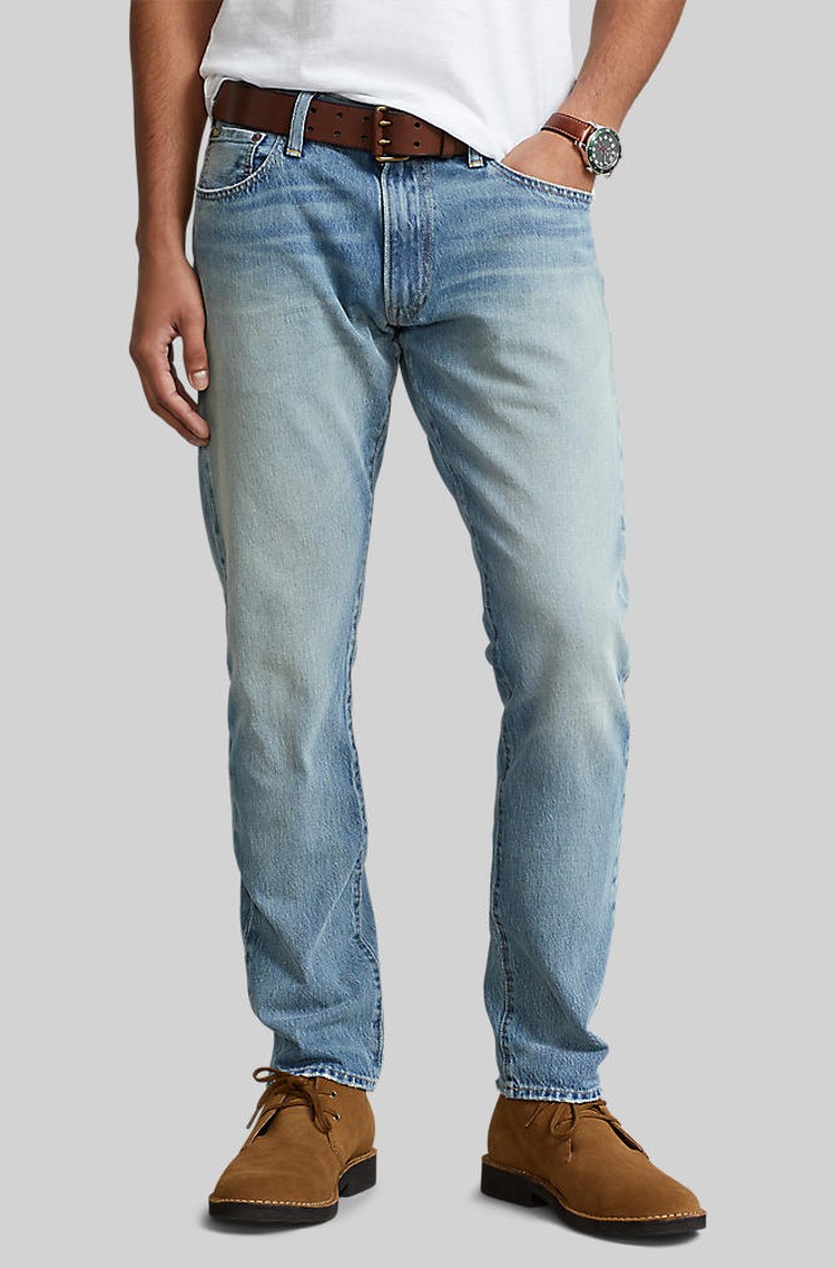 RALPH LAUREN Sullivan slim fit raztegljive jeans hlače Modra - Blue 