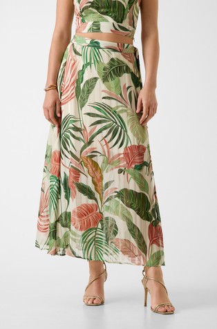 Floral-print wrap skirt