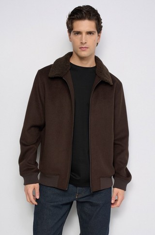 Wool blend bomber jacket