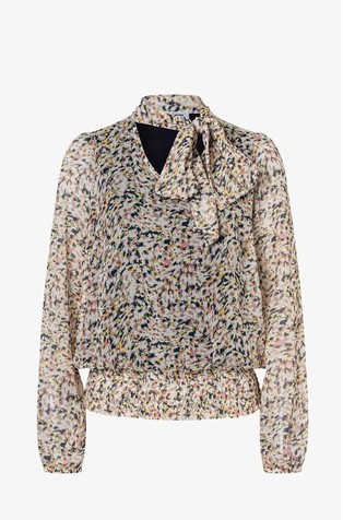 Bluza iz šifona s trakom za zavezovanje ob ovratniku