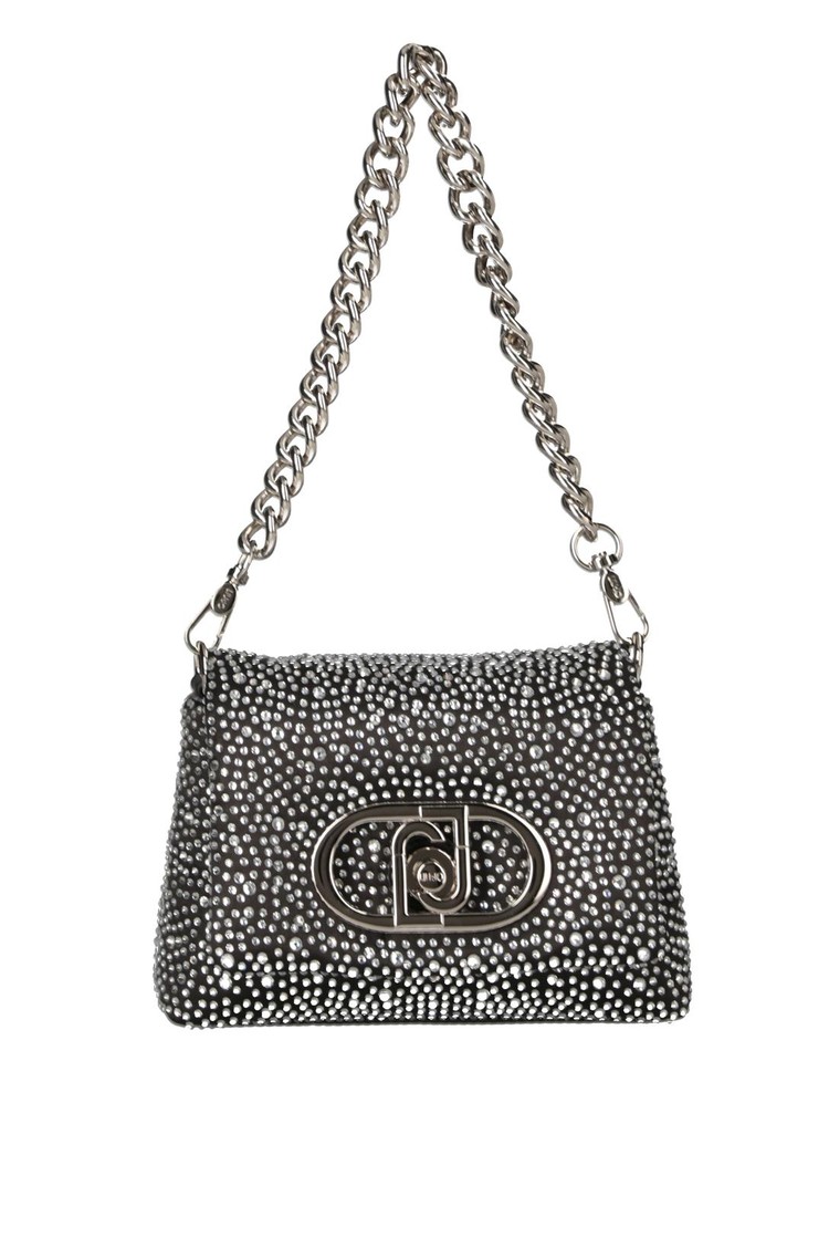 LIU JO LaPuffy shoulder bag with rhinestones Black 