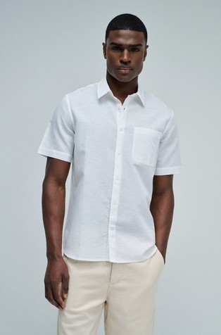 Linen blend short sleeves shirt