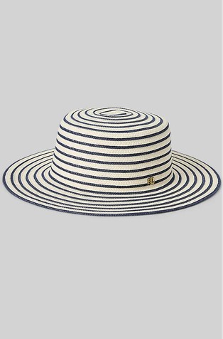 Striped Straw Boater Hat