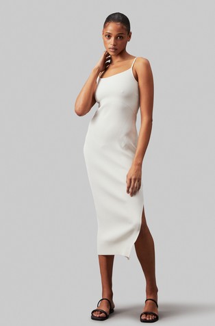 Viscose-blend dress with straps