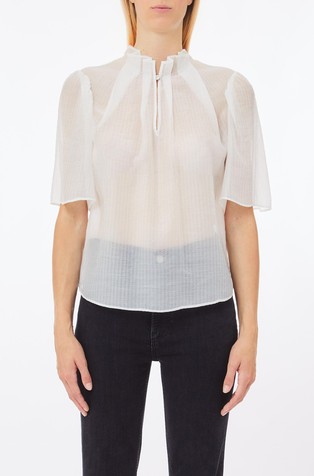 Sheer short-sleeved blouse