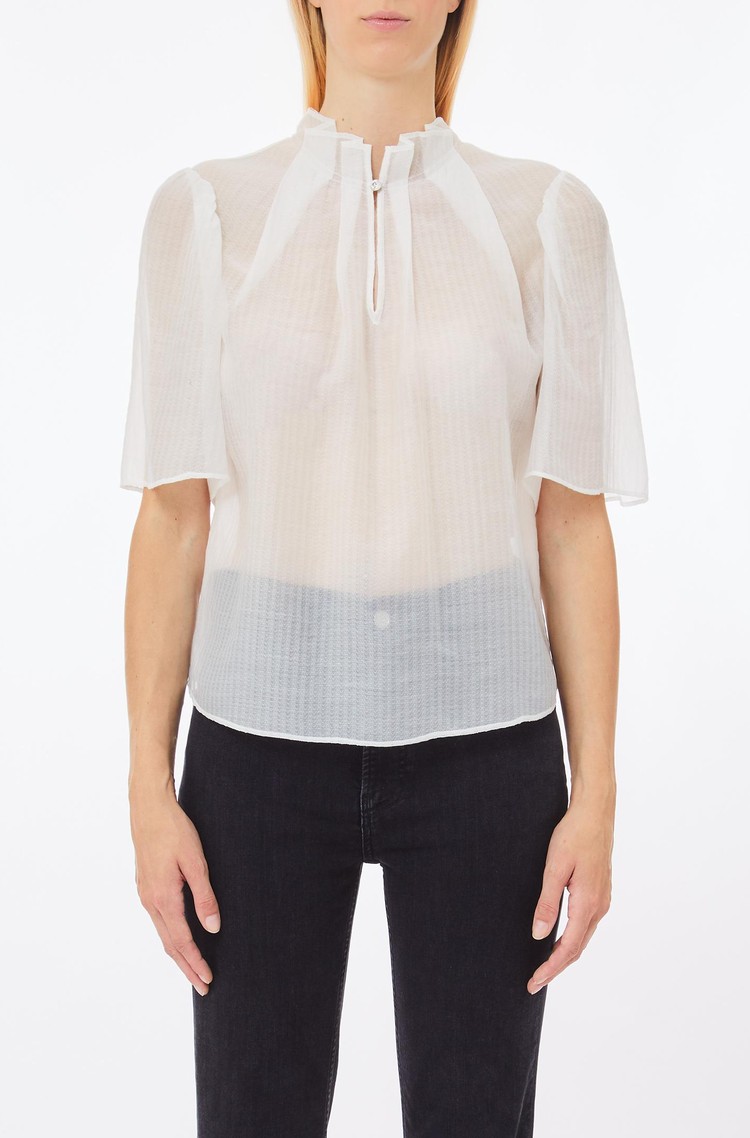LIU JO Sheer short-sleeved blouse White 