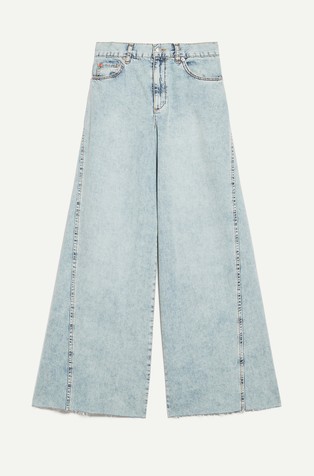 Re-Edit široke jeans hlače in ujemajoča shopper torba