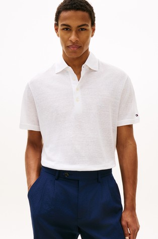 Polo majica s kratkimi rokavi iz bombaža in lana