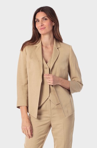 Single-breasted blazer in viscose and linen