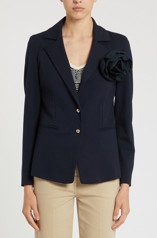 Slim-fit jersey blazer with decorative flower detail