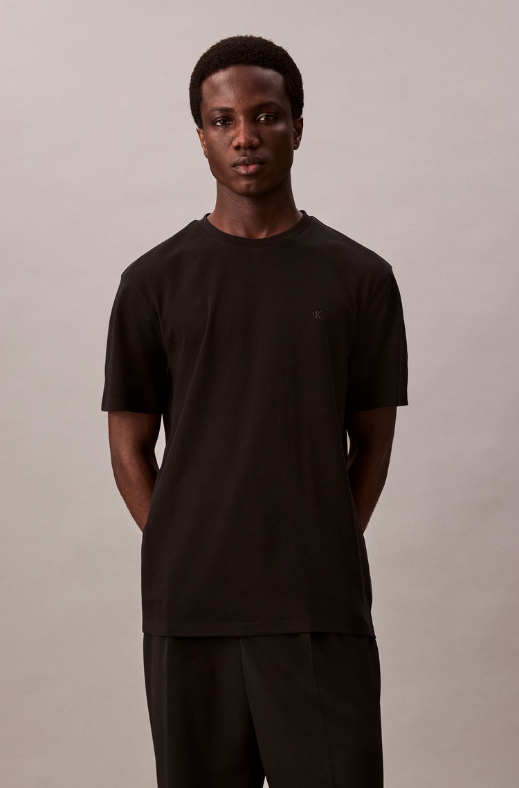 CALVIN KLEIN Majica s kratkimi rokavi iz pima bombaža Črna - Black 