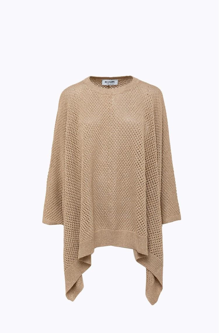 BLUGIRL Knitted mesh cape with lurex fibres Beige 