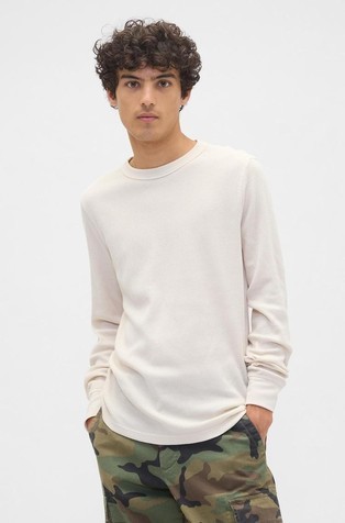Waffle-Knit Crewneck T-Shirt