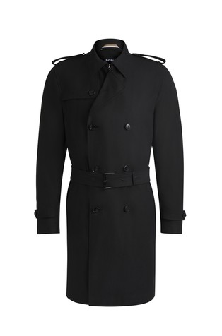 Slim fit trenčkot z dvorednim zapenjanjem