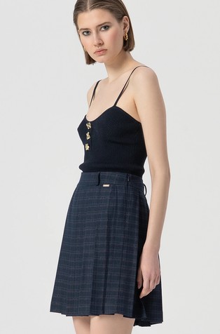 Plisirano mini krilo s karirastim vzorcem