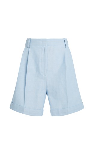 Linen Blend Pleated Shorts