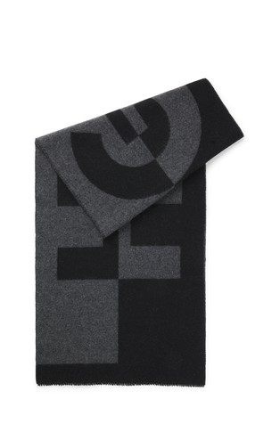 Wool-blend scarf with logo pattern