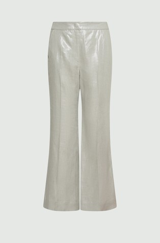 Laminated linen trousers
