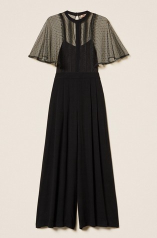 Crêpe and tulle jumpsuit