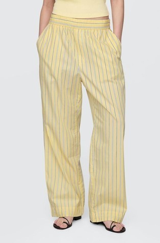 GAP Organic Cotton Poplin Easy Wide-Leg Pants Yellow Stripe 2