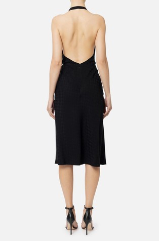 ELISABETTA FRANCHI Midi obleka z odprtim hrbtom iz mešanice z viskozo Črna - Black 2