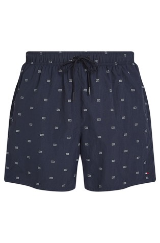 TOMMY HILFIGER Essential vzorčaste kopalke Modra - Dark Blue 4