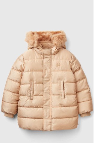 Daljša prešita bunda s podlogo iz umetnega krzna