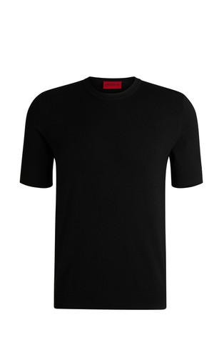 HUGO BOSS Regular fit pletena majica Črna - Black 3