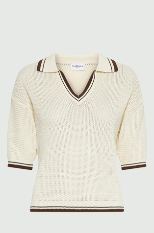 Pletena bombažna polo majica s kratkimi rokavi