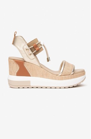 Metallic-leather Sandals with Synthetic Inserts