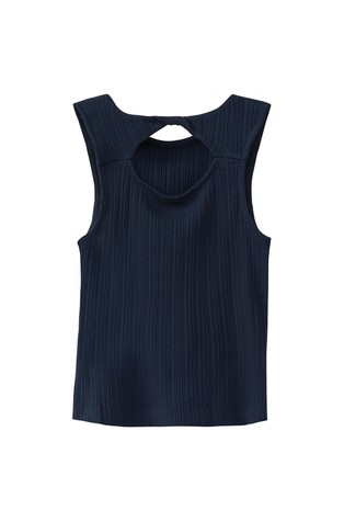 S.OLIVER Rebrasta majica z naramnicami in izrezanim detajlom Modra - Dark Blue 2