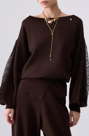Sweater with lace inserts