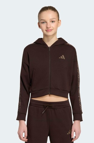 Animal cropped jopa s kapuco in leopardjim vzorcem na črtah