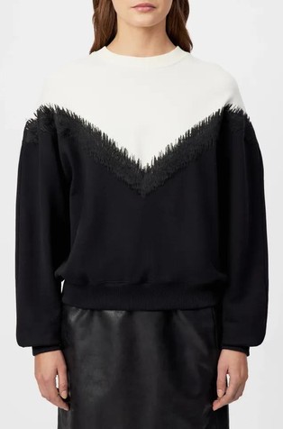 Oversized sweatshirt in pure cotton with fringing trim