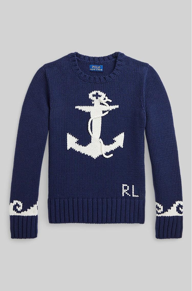 RALPH LAUREN Anchor Cotton Sweater Newport Navy / Clubhouse Cream 