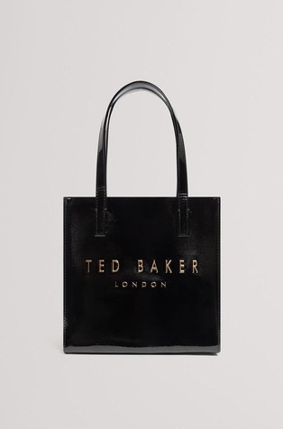 Manjša tote torbica iz lakastega umetnega usnja