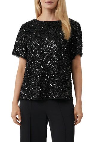 Bluza s kratkimi rokavi in bleščicami