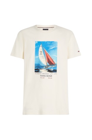 TOMMY HILFIGER Regular Fit T-shirt With Photo Print Light Beige 5