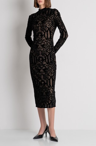 Slim fit midi obleka iz čipke