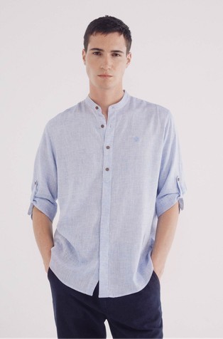3/4 linen viscose mao shirt