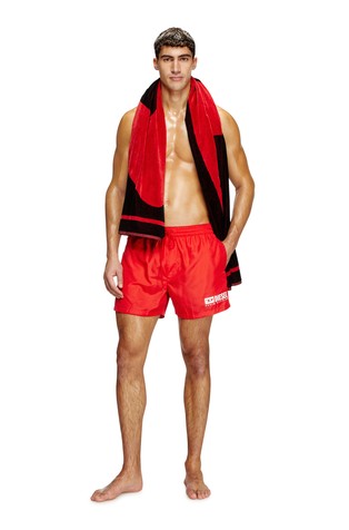 DIESEL Mid-length swim shorts with logo print Red 3