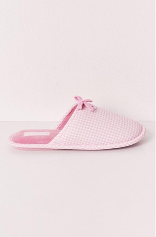 Karirasti copati z dekorativno pentljo