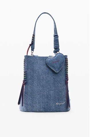Small denim backpack with heart purse