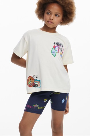 Cotton T-shirt with embroidered patches