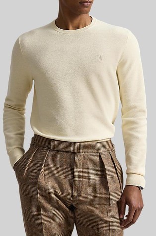 Textured Cotton Crewneck Sweater