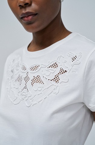 SALSA JEANS Cotton T-shirt with embroidery White 4