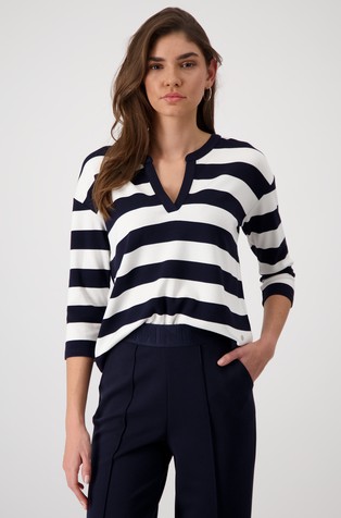 Striped T-shirt with 3/4 sleeves