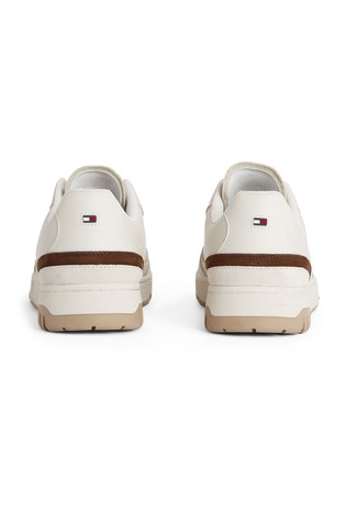 TOMMY HILFIGER Basketball usnjene superge z različnimi teksturami Bež - Alabaster 3
